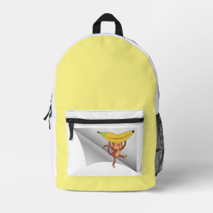 Affe mit Banane unter dem Pflaster Bedruckter Rucksack