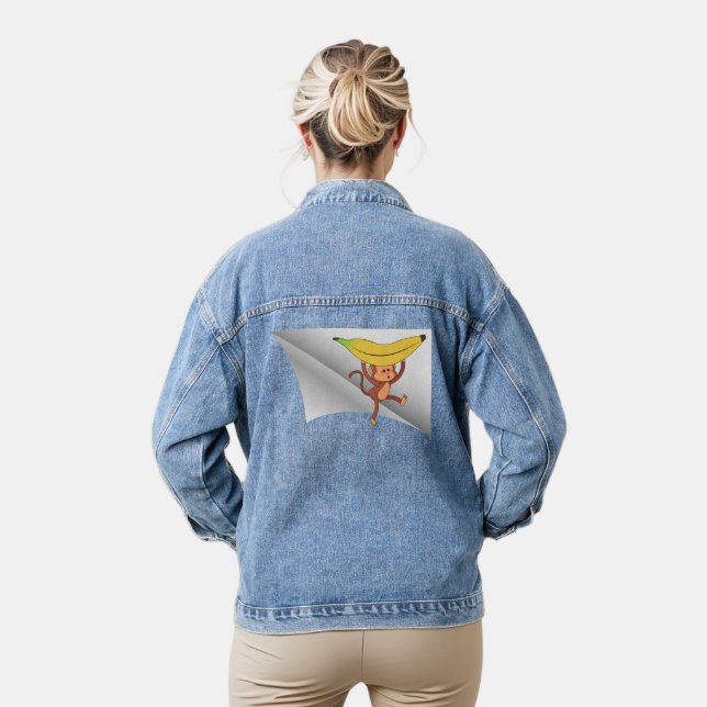 Affe mit Banane unter dem Pflaster Jeansjacke (Modell)