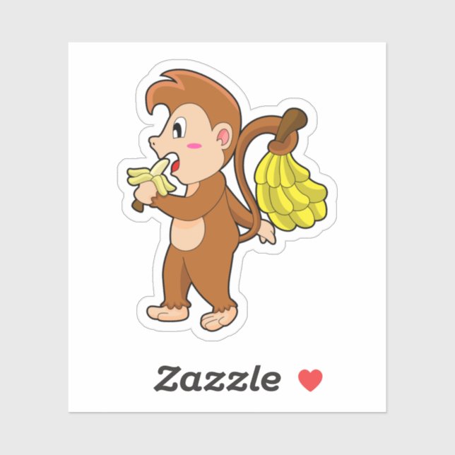 Affe mit Bananen Aufkleber (Blatt)