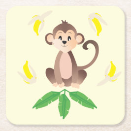 Affe mit Bananen-Gelber Dschungel Rechteckiger Pappuntersetzer