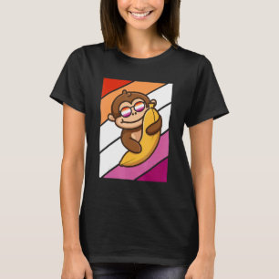 Affe mit Bananenstolz auf lesbische Flagge LGBTQ s T-Shirt