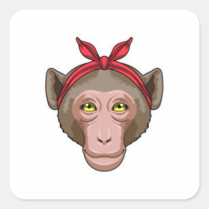 Affe mit Bandana Quadratischer Aufkleber