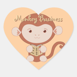 Affe mit Book Heart Stickers