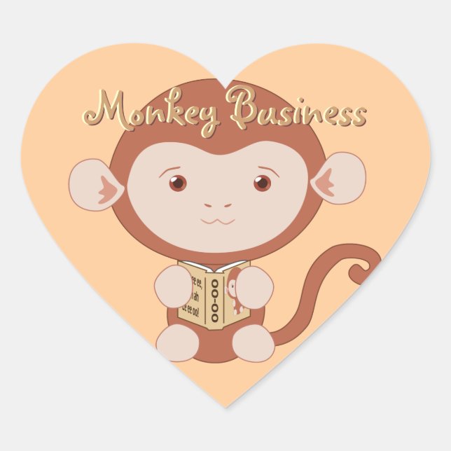Affe mit Book Heart Stickers (Vorderseite)