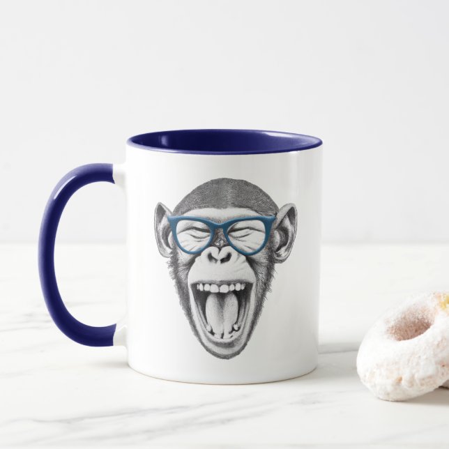 Affe mit Brille, Affenliebhaber Tasse (Mit Donut)