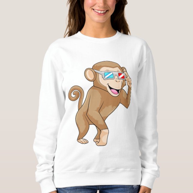 Affe mit Brille Sweatshirt (Vorderseite)