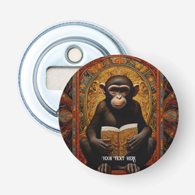 Affe mit Buch Flaschenöffner (Vorderseite)