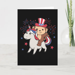 Affe mit Einhorn für das Feuerwerk zum vierten Jul Karte
