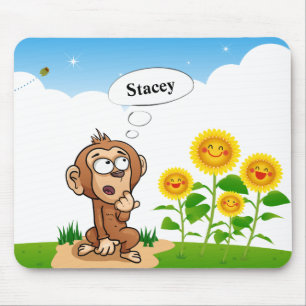 Affe mit gelben Sonnenblumen Mousepad