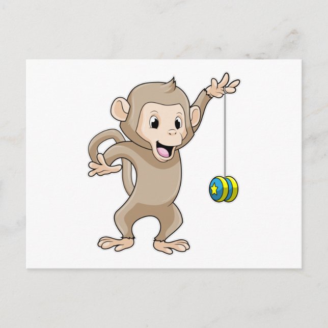 Affe mit Jo-Jo Postkarte (Vorderseite)