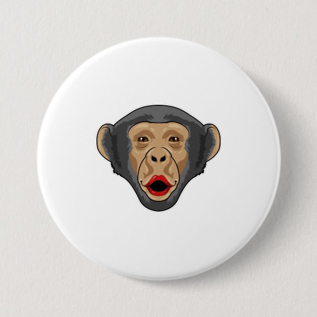 Affe mit Kiss Mund Button (Vorderseite)