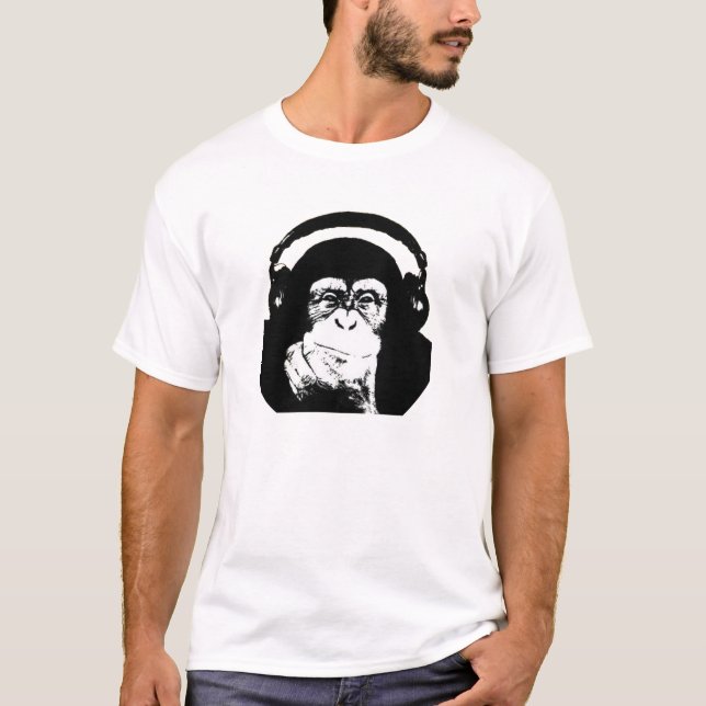 Affe mit Kopfhörern T-Shirt (Vorderseite)