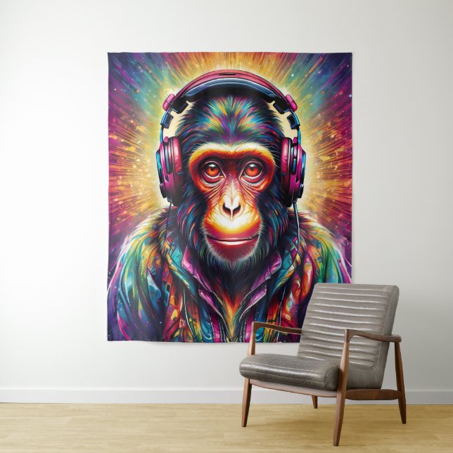 Affe mit Kopfhörern Wandteppich (Beispiel)