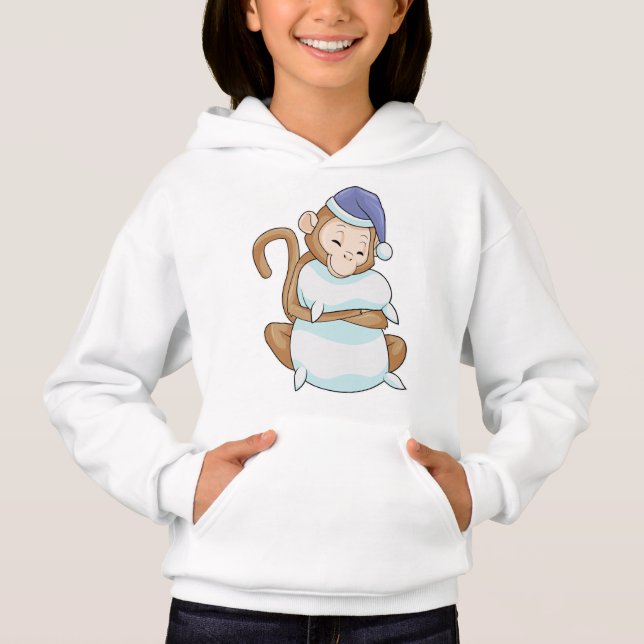 Affe mit Pillow & Sleepyhead Hoodie (Vorderseite)
