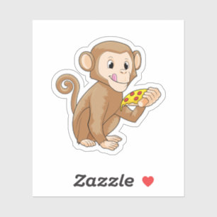 Affe mit Pizza Aufkleber