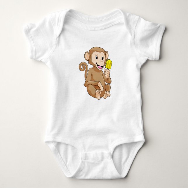 Affe mit Popsikel Baby Strampler (Vorderseite)