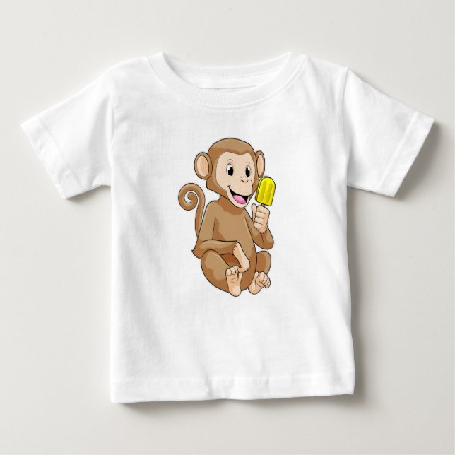Affe mit Popsikel Baby T-shirt (Vorderseite)