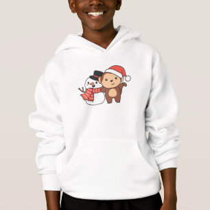 Affe mit Schneemann im Winter zu Weihnachten Hoodie