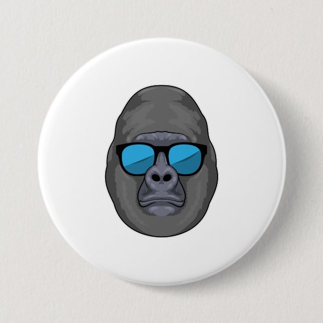 Affe mit Sonnenbrille Button (Vorderseite)