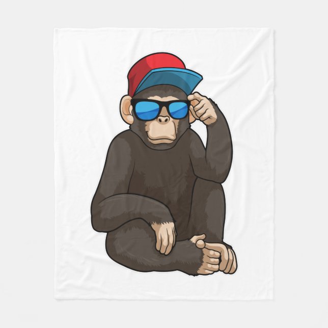 Affe mit Sonnenbrille Fleecedecke (Vorderseite)