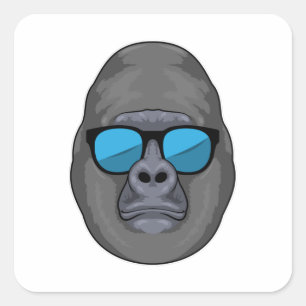 Affe mit Sonnenbrille Quadratischer Aufkleber