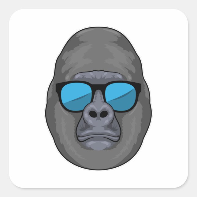 Affe mit Sonnenbrille Quadratischer Aufkleber (Vorderseite)