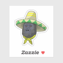 Affe mit Strohhut Aufkleber