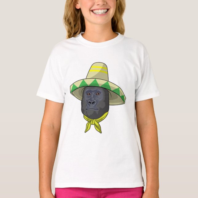 Affe mit Strohhut T-Shirt (Vorderseite)