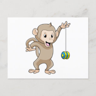 Affe mit Yo-yo Postkarte