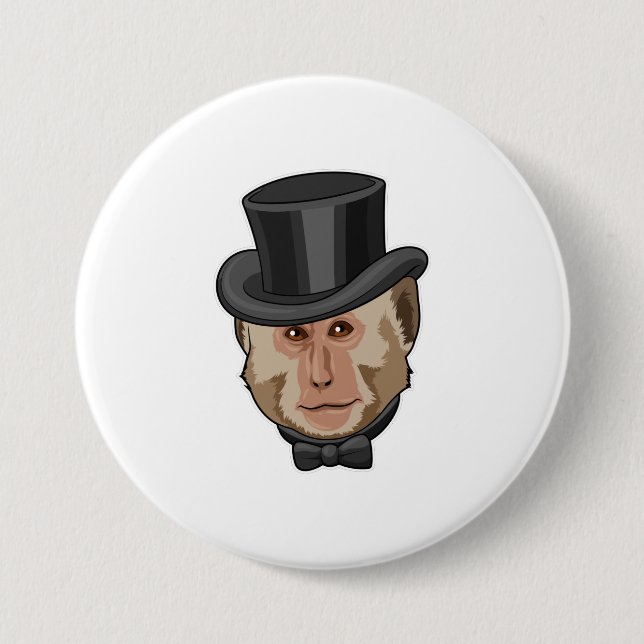 Affe mit Zylinder Button (Vorderseite)
