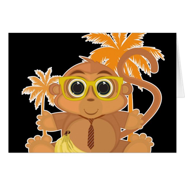 Affe Nerd - Schwarz (Vorderseite (Horizontal))