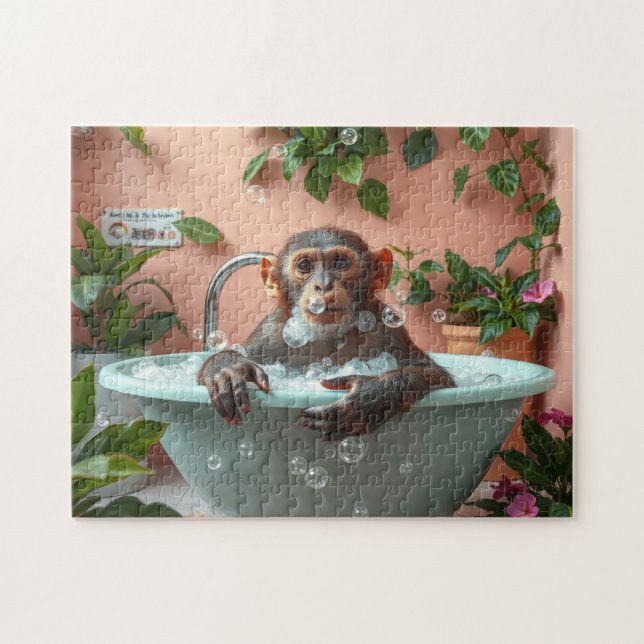 Affe nimmt ein Bad (Horizontal)