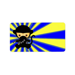 Affe Ninja Kawaii Art Adressaufkleber