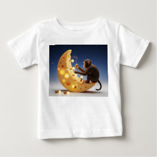Affe repariert einen Schweizer Käse Mond mit leuch Baby T-shirt