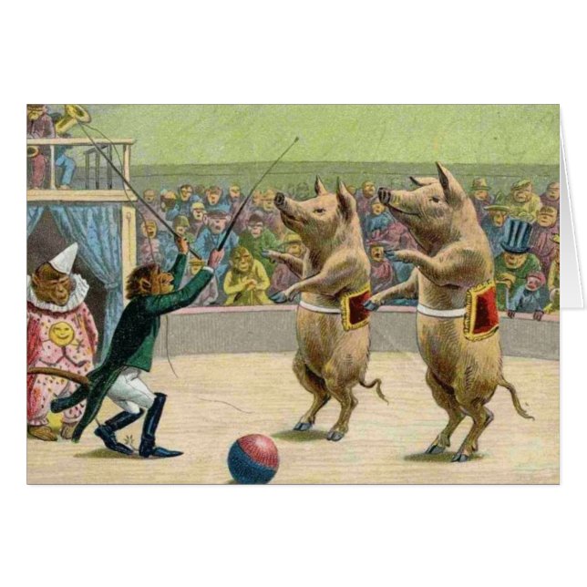 Affe-Ringmaster-und Zirkus-Schweine (Vorderseite (Horizontal))