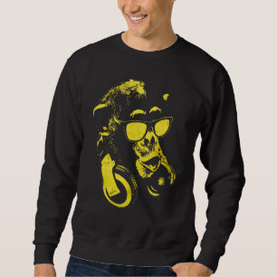 Affe Schimpanse Mit Sonnenbrille Und Kopfhörern 2 Sweatshirt