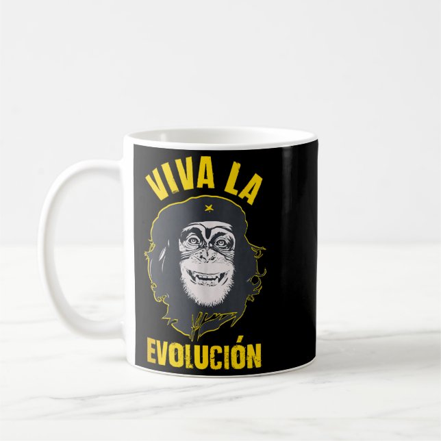 Affe Schimpanse Viva La Evolution Revolution Spaß Kaffeetasse (Links)
