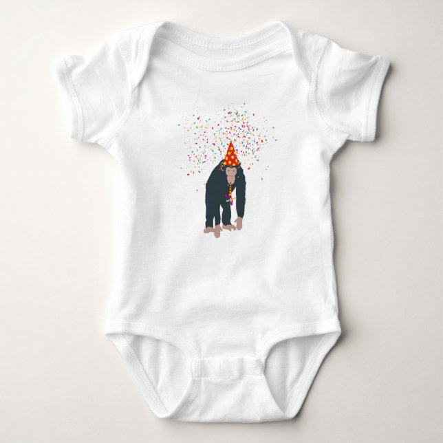 Affe Schimpansen Partying Tiere mit Party Baby Strampler (Vorderseite)