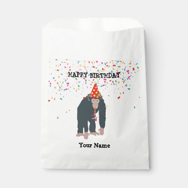 Affe Schimpansen Partying Tiere mit Party Geschenktütchen (Vorderseite)