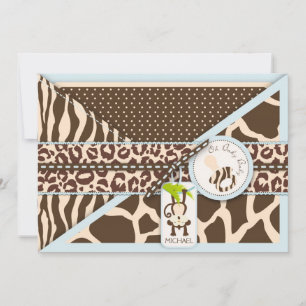 Affe & Schnuller Safari Animal Print Baby Dusche Einladung