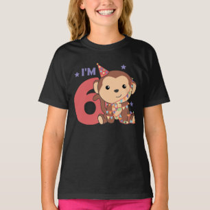 Affe Sechster Geburtstag Kinder 6 Jahre alter T - T-Shirt