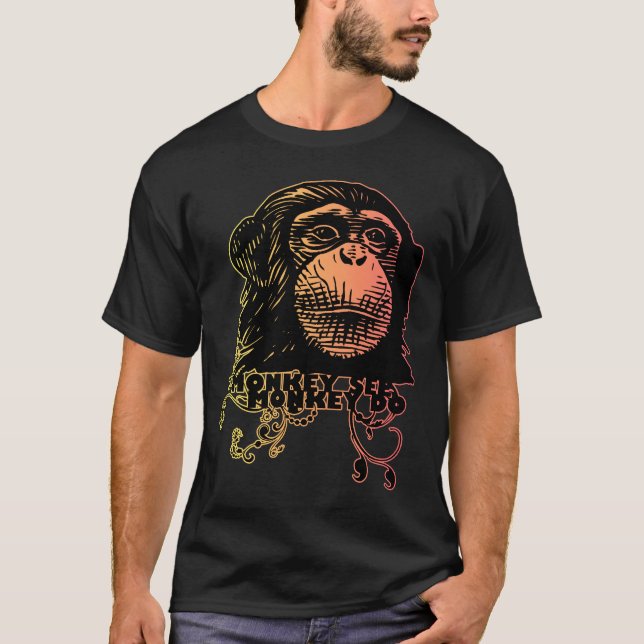 Affe SEHEN Affen ZU TUN T-Shirt (Vorderseite)