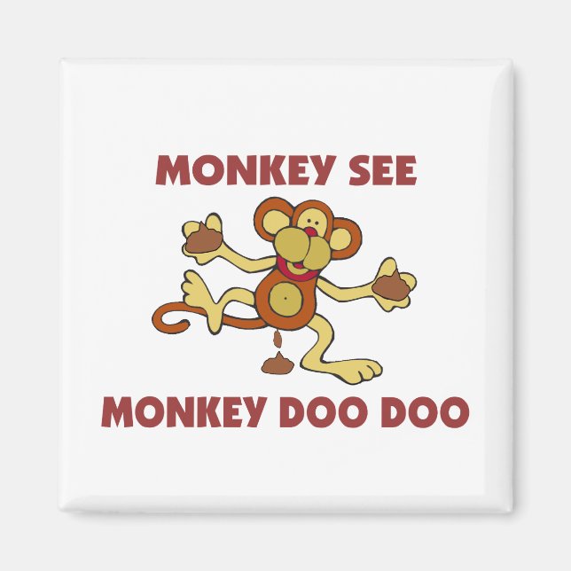 Affe Siehe Affe Doo Doo Magnet (Vorne)
