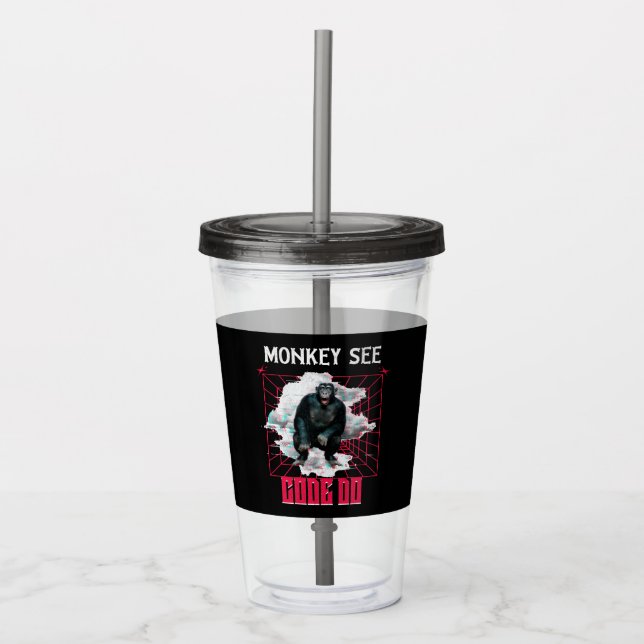 Affe Siehe Code Do Funny Web Developer Acryltrinkbecher (Vorderseite)
