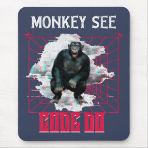 Affe Siehe Code Do Funny Web Developer Mousepad