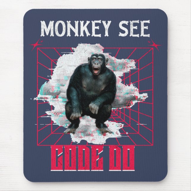 Affe Siehe Code Do Funny Web Developer Mousepad (Vorne)