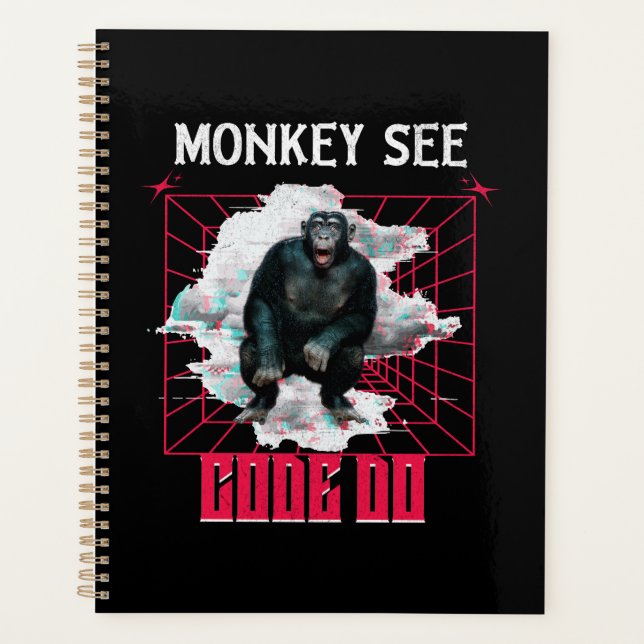 Affe Siehe Code Do Funny Web Developer Planer (Vorderseite)