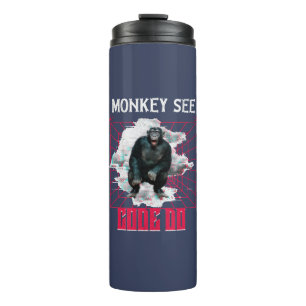 Affe Siehe Code Do Funny Web Developer Thermosbecher