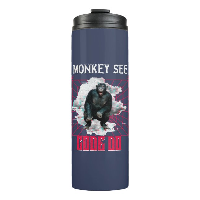 Affe Siehe Code Do Funny Web Developer Thermosbecher (Vorderseite)