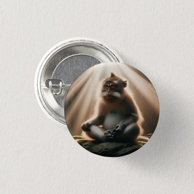 Affe sieht Knopf Button (Vorne & Hinten)
